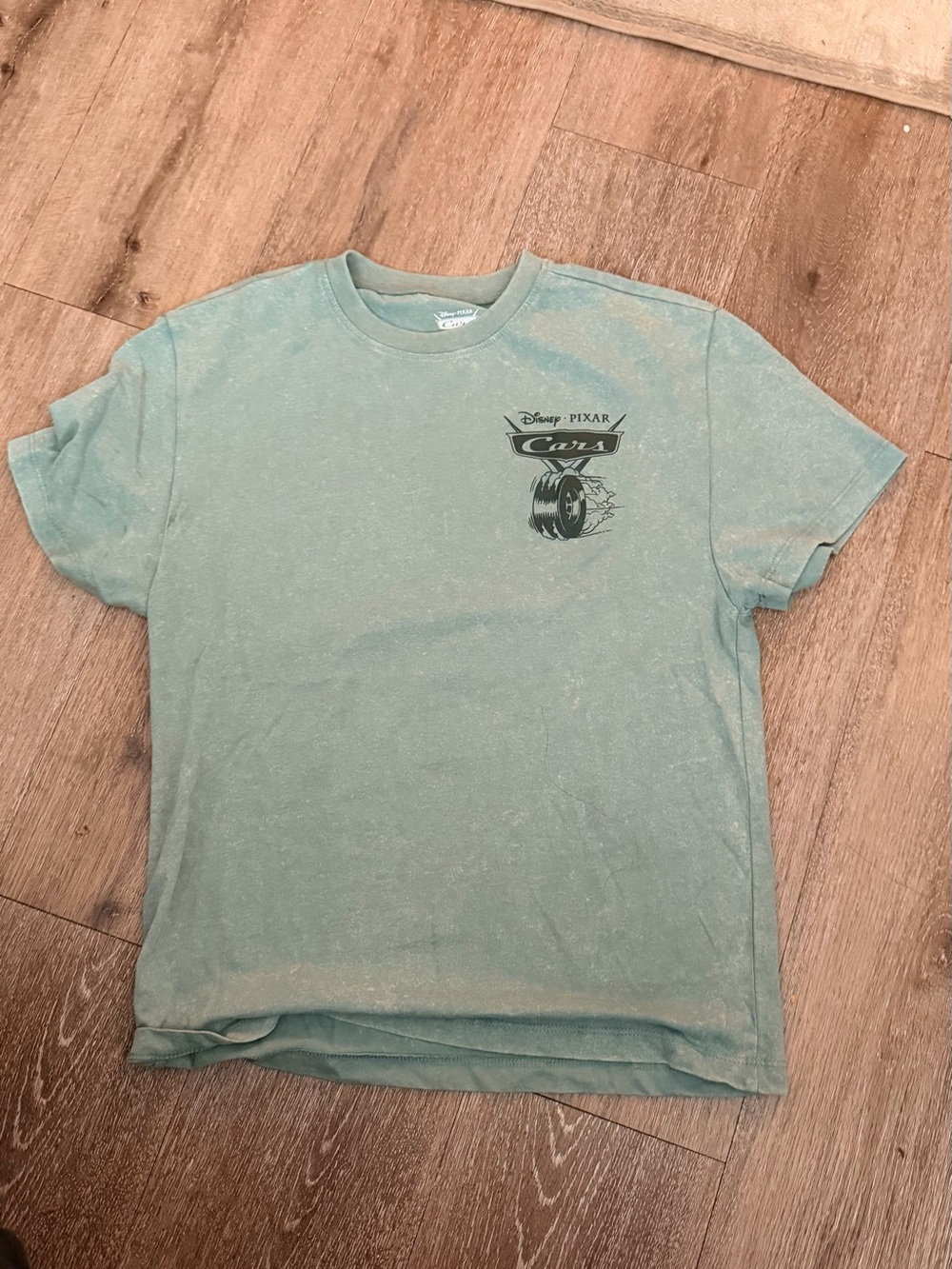 Disney Pixar Cars Graphic T-Shirt Green Acid Wash Tee
